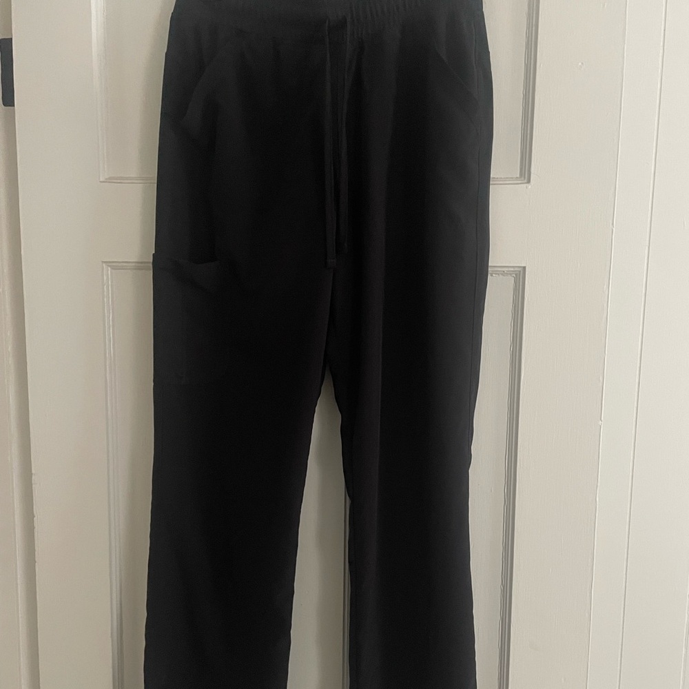 Scrubstar Black Straight-Leg Drawstring Work Pants
